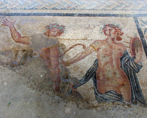 Satyr and Maenad in the ancient Roman city of Aizanoi. Photo by Efendi, 2005.